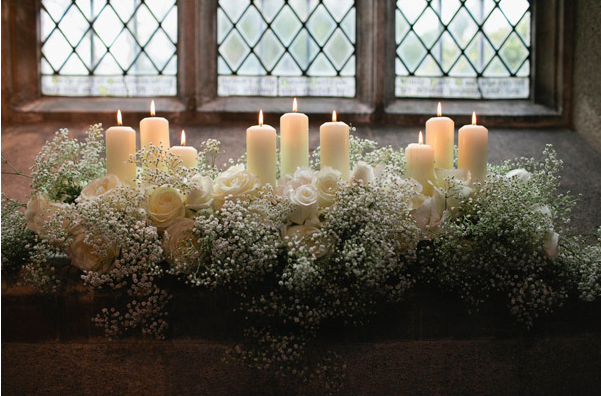 Church wedding flowers with