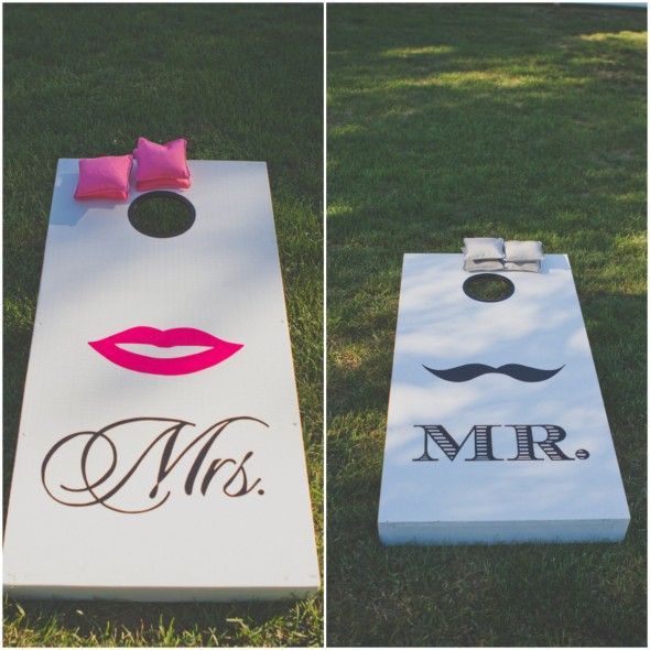 Corn Hole Game At Wedding. @Lindsay Dillon Evans Do you think your dad, Robbie, you, Billy and I can tackle making two of these? I think itd be really fun to have outside