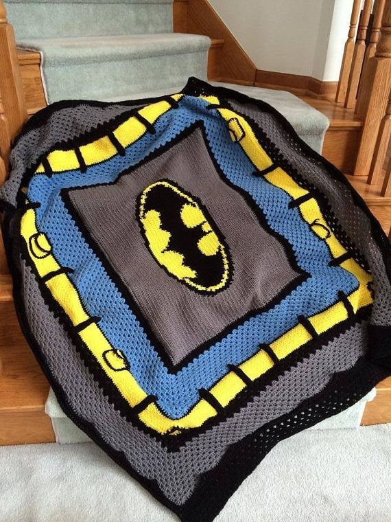 Crochet Batman Blanket Pattern by VictoriaRoseShop on Etsy, $6.00.  Its for sale!!  Superhero Batman is