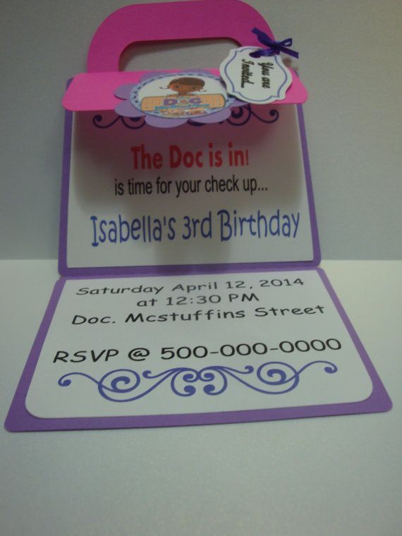 Doc Mcstuffins personalized invitation set of 8. by
