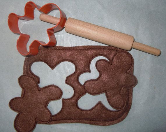 Felt Play Food Gingerbread Dough with Cutouts by