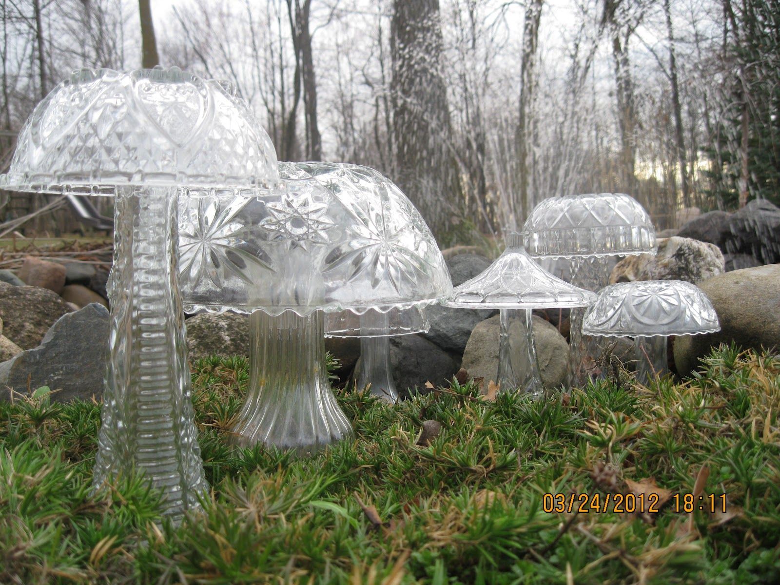 glass mushrooms made out of