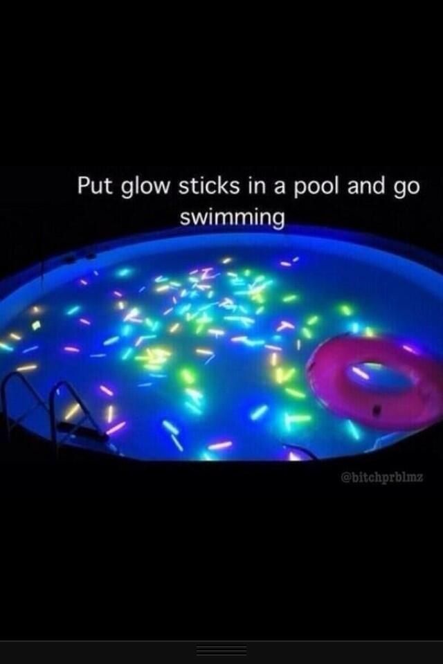Glow sticks + Swimming pool