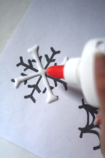 DIY Glue Snowflakes