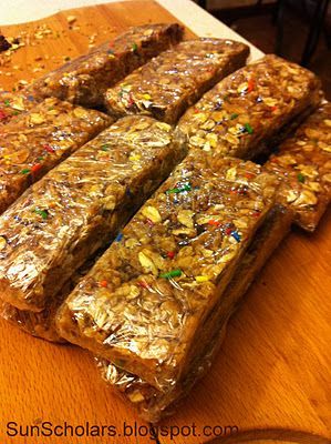 Homemade Granola Bars — Very, very good!! I like these wayyy better then store bought ones. And my three year old who LOVES granola bars said she likes these better. She loved to help make them.