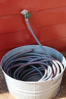 Hose holder…. I think we can do this one…holes in the bottom would keep water from