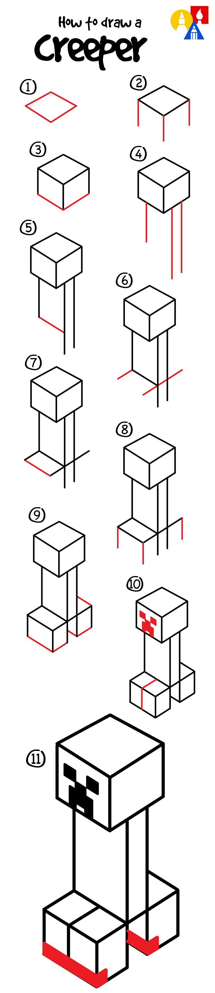 How to draw a creeper from