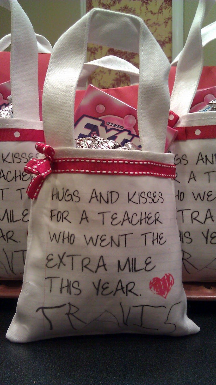 “hugs and kisses for a teacher who went the extra mile” end of year. Could also use for parent appreciation!   Two Silly