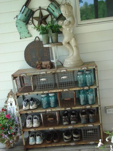 love this idea to help organize all the shoes that gather at the back