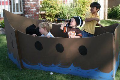 Pirate Party- Complete with Cardboard Pirate Ships, a Treasure Hunt, Marshmallow War, Pirate Hat Party Favors & a Pirate Ship