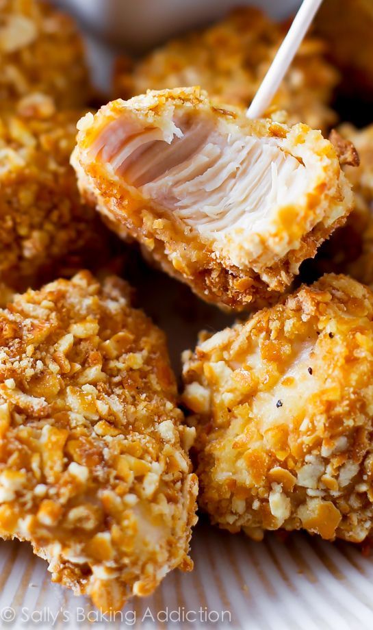 Pretzel Crusted Chicken Fingers – a fun way to serve up some chicken for the family and guests. These disappear quickly!