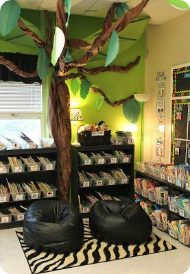 Really nice, simple reading area idea…could change out the “leaves” for each season