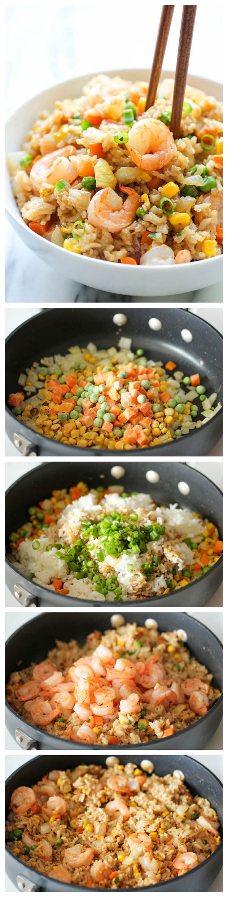Shrimp Fried Rice – Why order take-out?   This homemade version is so much healthier, cheaper and tastes a million times
