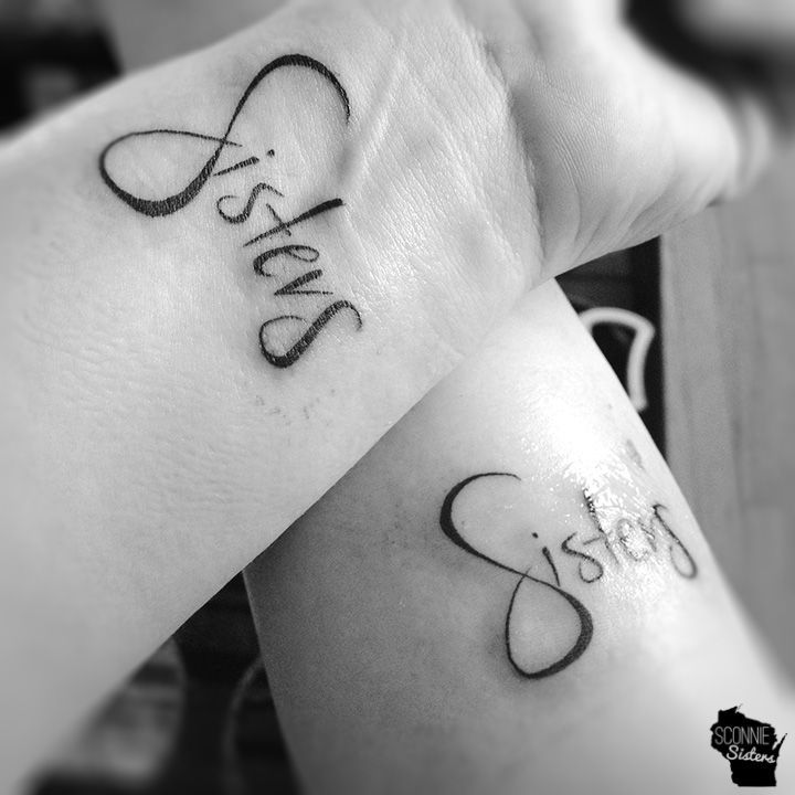 Sisters Matching Tattoos with subtle infinity symbol
