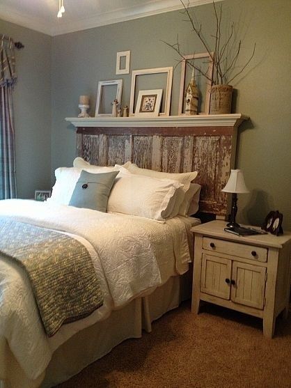 spare bedroom idea!!!! LOVE everything!! I have some barn wood that could be used for the headboard, just gotta find a side table to