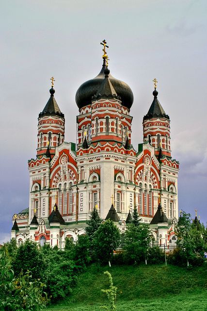 St. Panteleimons Cathedral, Kiev, Ukraine –   or St. Pantaleona is a large Eastern Orthodox cathedral in Kiev and is considered a high point in Russian Revival ecclesiastical architecture. It