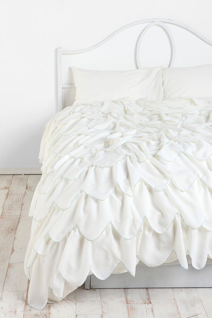 Stitched Scallop Ruffle Duvet Cover  a little girly but a must have   i could do so much with