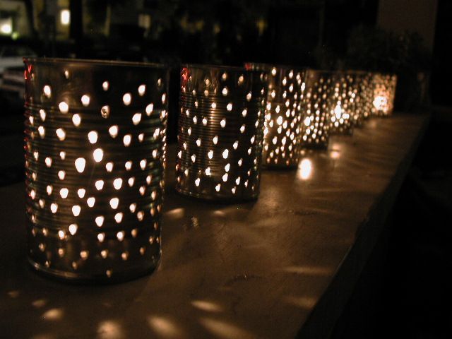 Tin Can Lanterns for table