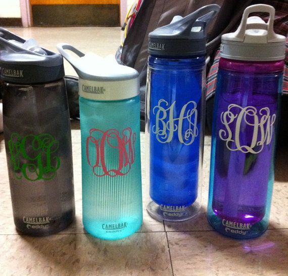 2.75 inch Monogrammed Personalized Vinyl Decal perfect for camelbak water bottle on Etsy, $4.29