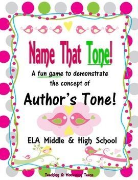 Bring a splash of fun and differentiation to your lesson about authors tone, which teaching ELA CCSS on tone. Students randomly select tones and various phrases to say using the tone. Great