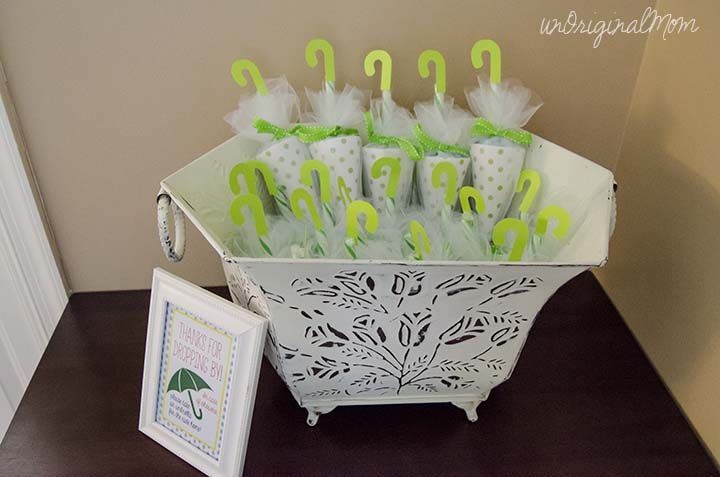 Candy Umbrella Shower Favors – perfect for a rain or umbrella themed baby shower or bridal