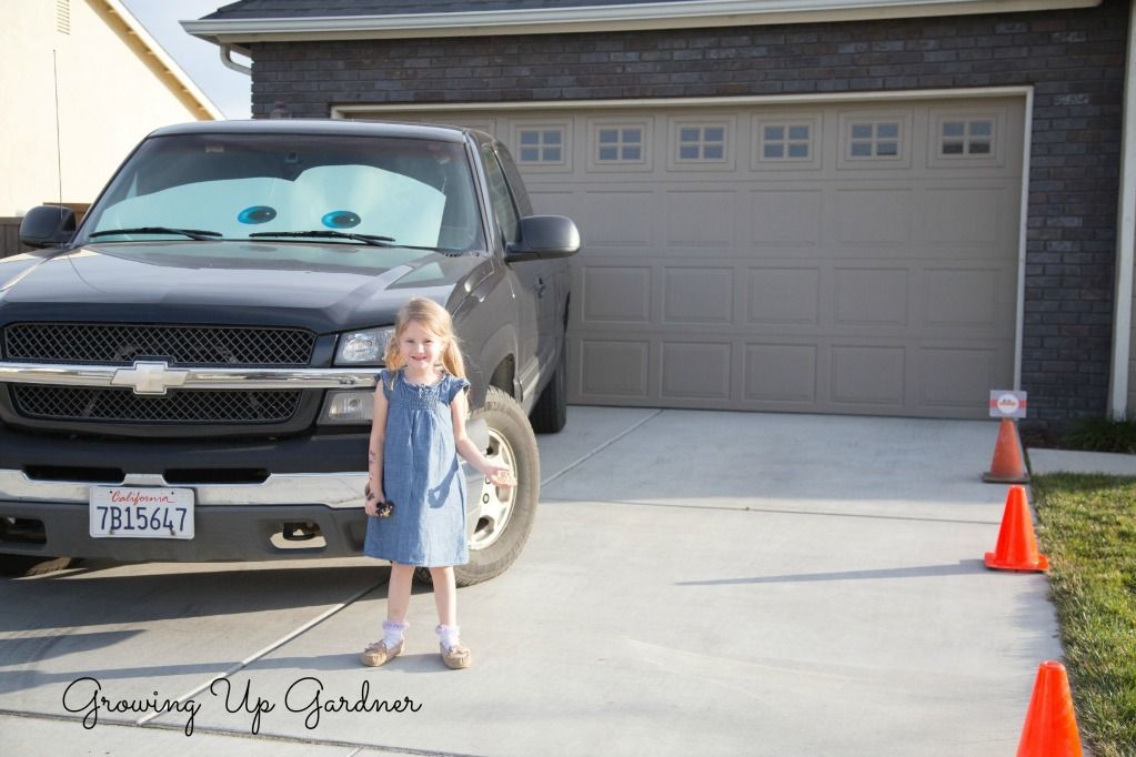 Cars Birthday Party- love the idea of making eyes for our cars in the driveway :)