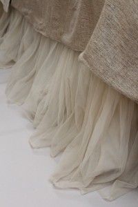 Couture Dreams Whisper Ivory Bed Skirt- put this same material behind the burlap