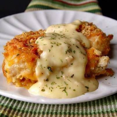 Crispy baked cheddar chicken.Crispy Cheddar Chicken Recipe. Dip Chicken breasts into three pans – Milk, Shredded Cheese, and Crushed Ritz Crackers ( . Then place in a pan, cover with foil and bake for