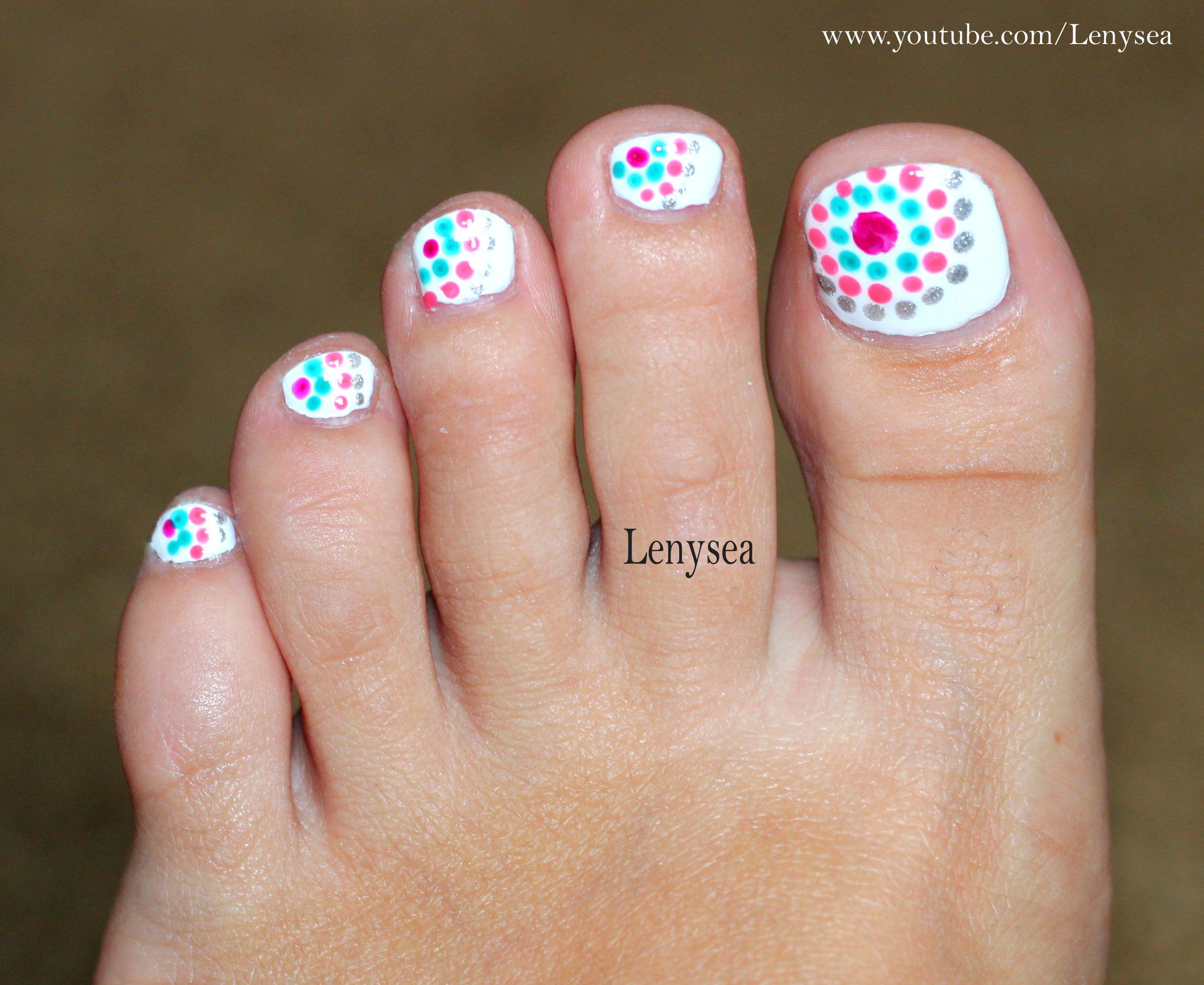 Cute and easy toe nail design for summer! @Christina & Watkins this would be good to try with my new dotting