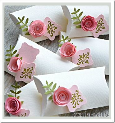 Pillow box with 3D roses. Very cute, love the simple white