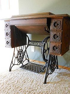 the story of our vintage singer sewing machine, painted furniture, repurposing upcycling, Antique Singer Sewing