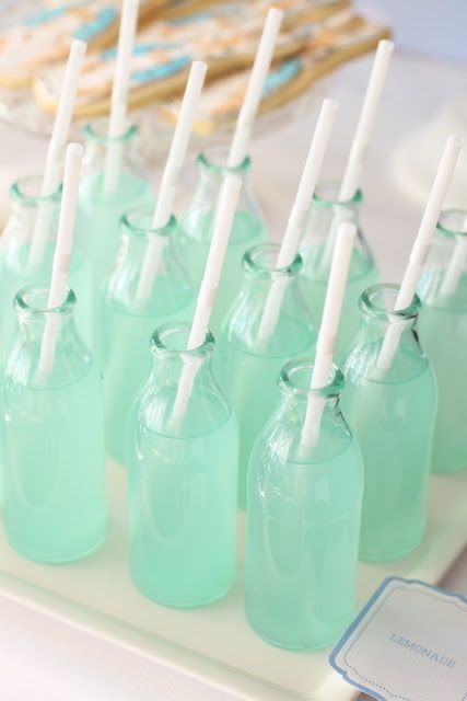 Turquoise lemonade. Blue raspberry cool aid, sugar and country time lemonade mix.  1) not sure why one needs more sugar  2) I would like to try with REAL lemons  3) I would also like to add vodka, for