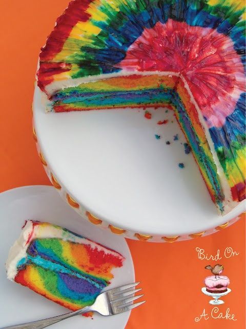 Tye dye cake with link to a recipe. Just too fun not to try at least
