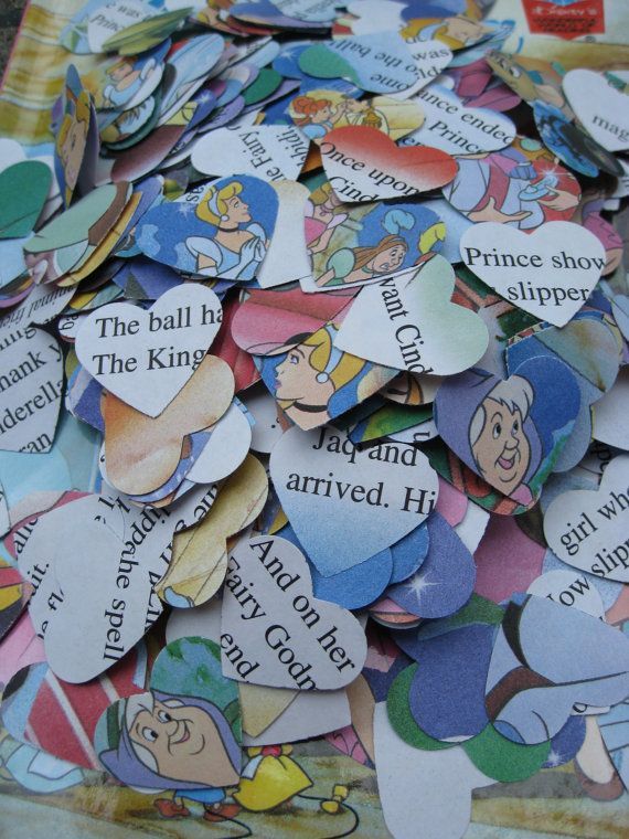 1000 Vintage CINDERELLA Hearts 1 Die Cut Confetti by TreeTownPaper, i am so going to do this!