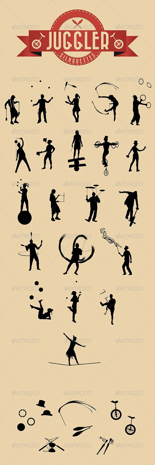21 Jugglers Vector Silhouettes #GraphicRiver 21 Jugglers Vector Silhouettes completely editable. Useful for your flyers, banner or