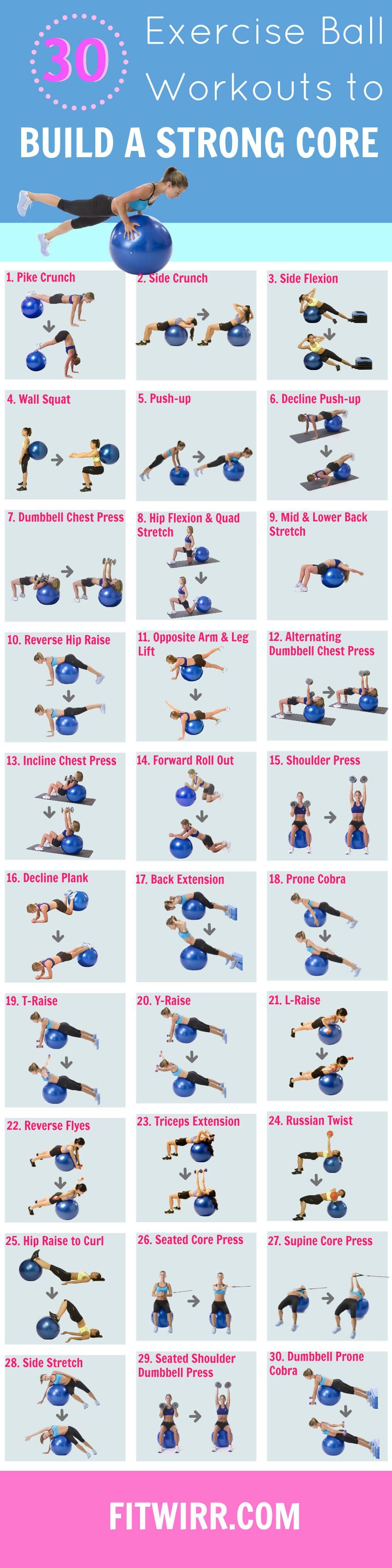 30 Stability Ball Exercises. Swiss balls are a great addition to standard workouts because they are highly effective at targeting