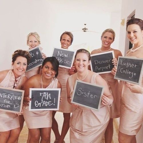 A cute photo op with your bridesmaids that lets you reminisce how far in your friendship youve come. | 42 Impossibly Fun Wedding