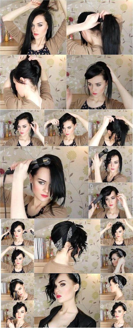 bandana updo Could probably do this with my natural curls. Challenge accepted! :D