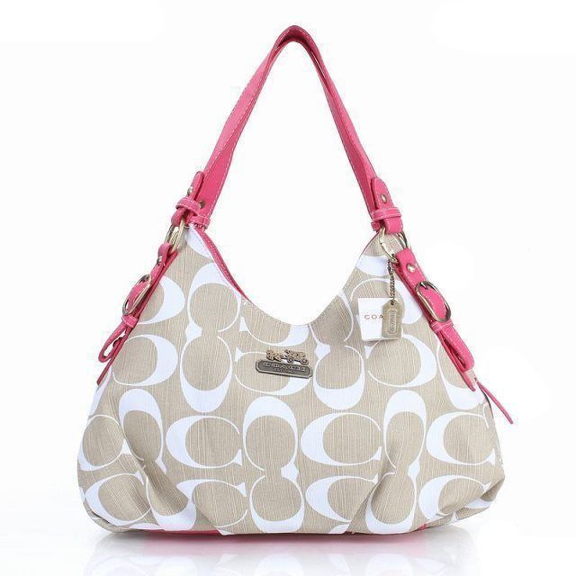 #coach #purses Please Enjoy Our High-Quality Coach Fashion Signature Medium Pink Ivory Shoulder Bags ERF With A Big Discount.
