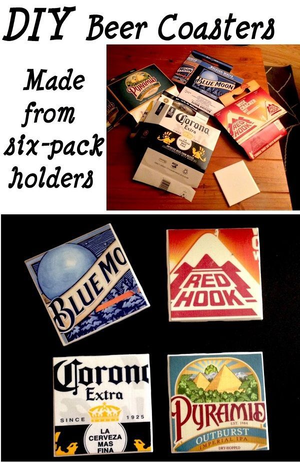 DIY Beer Coasters – Or if you dont drink you could make these from any kind of cardboard container that has something you like !