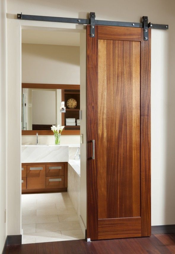 Door needs to be more rustic but for laundry/bathroom would save space in small room and add interest to hallway