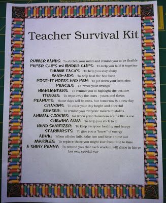 For The Joy of Creating: Teacher Back To School Survival Kit with downloadable list