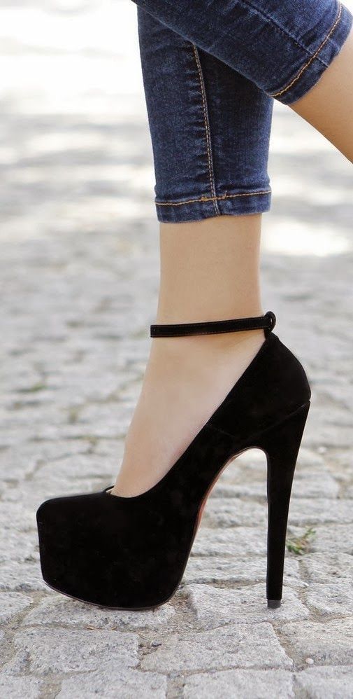 Gorgeous black high heel shoes fashion