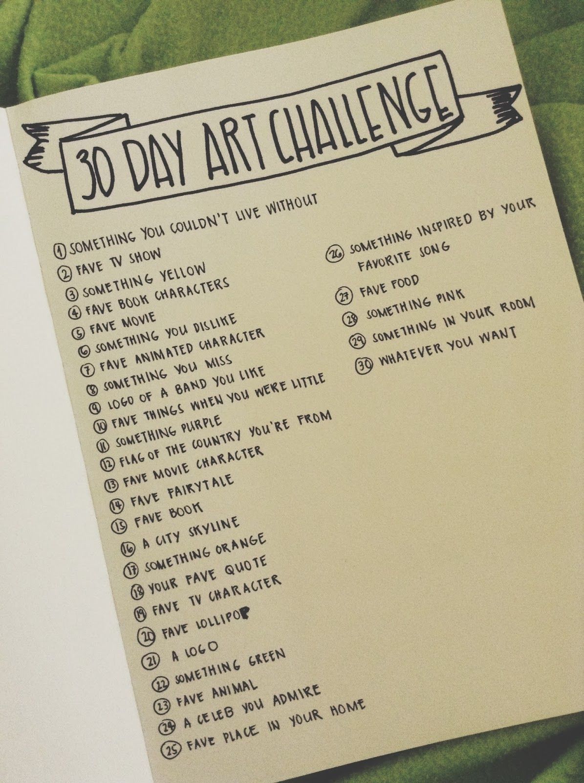 Ideas to jump start motivation.. 30 day art challenge