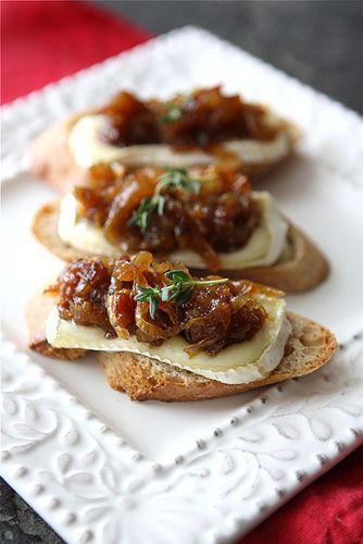Onion and Bacon Marmalade. Serve as a crostini w/Brie cheese.