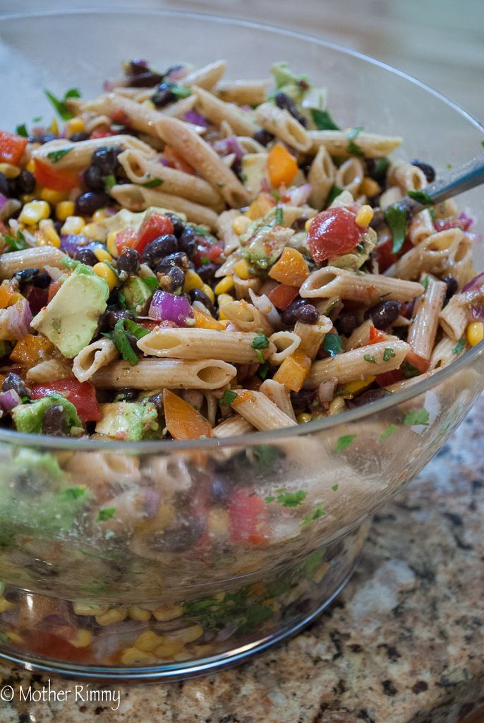 Spicy Mexican Pasta Salad for a Crowd – Perfect for Barbecues from Mother Rimmys Cooking Light Done Right #recipes #pasta #salad