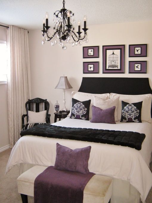 Tailored Romance, This room was decorated on a small budget.  I made the headboard and painted the lamps, shades, chandelier,