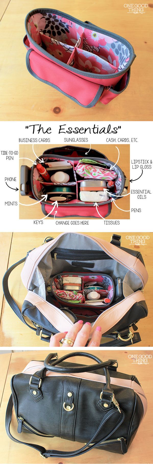 Use a craft store organizer to tidy up purse contents and make it easy to switch between bags – this one from Michaels for $9.99.