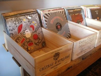 Wine crates used to store vinyl records