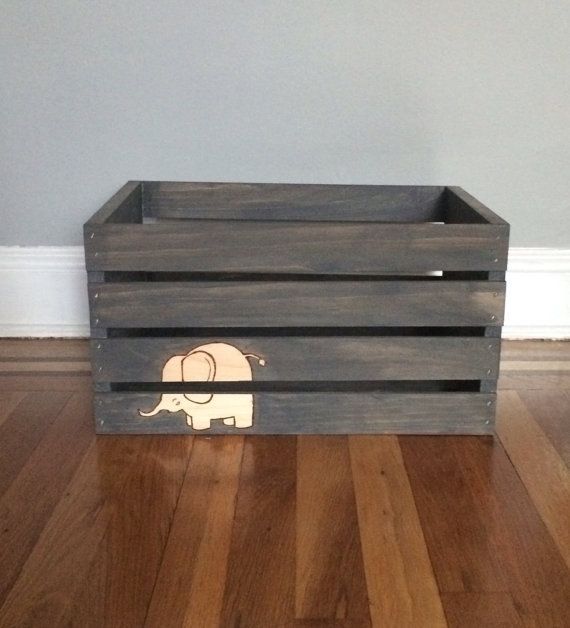 Baby Crate Baby Bin Gender Neutral Baby Bin by TishieMDesigns, $35.00 with a whale or anchor instead of the elephant